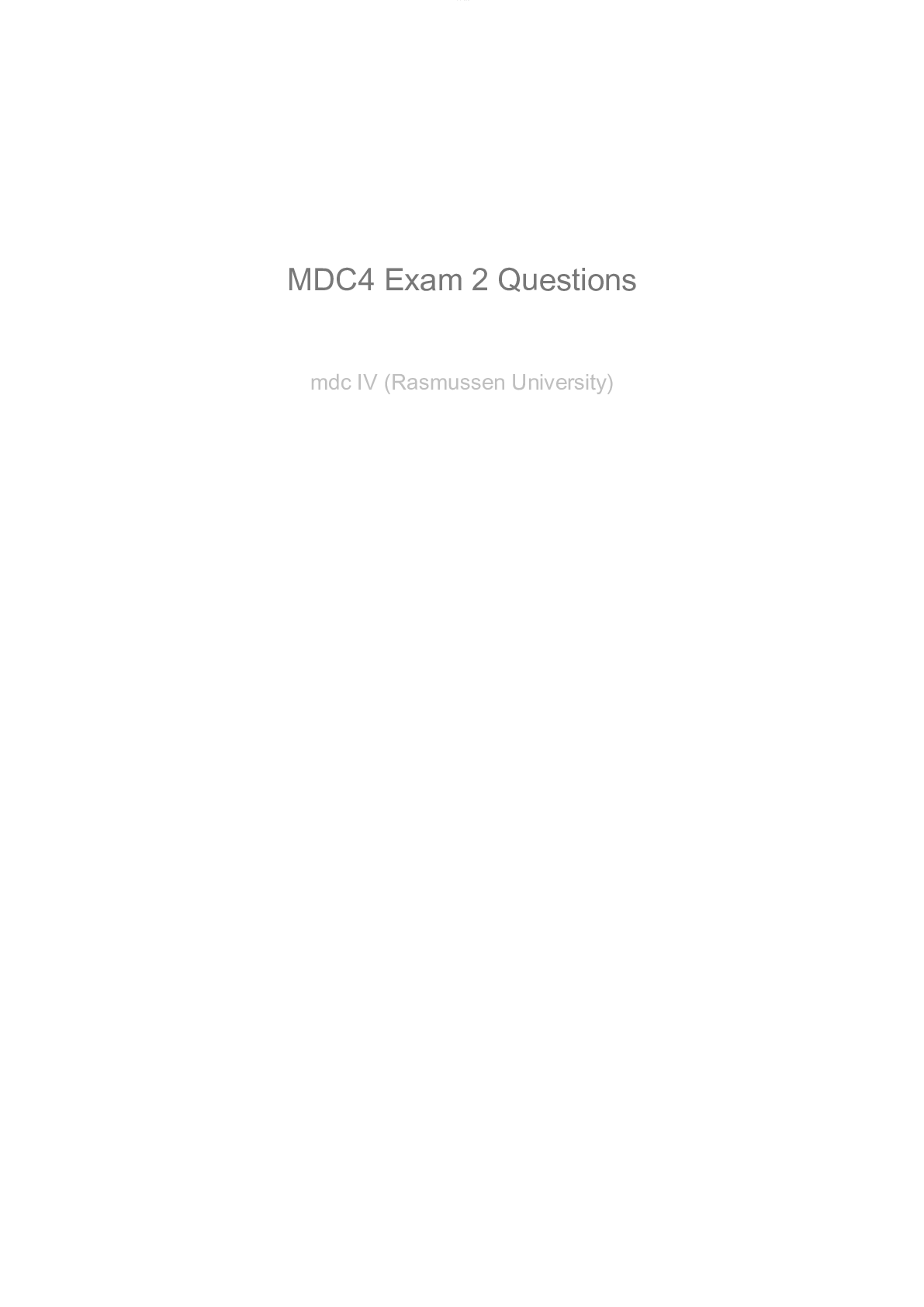 Preview image for NUR 2755 MDC4 Exam 2 Questions and Answers